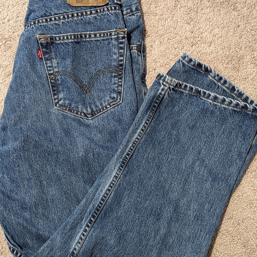 Levis 505 Jeans Men's 36(34) x 30 Blue Vintage Y2K Med Wash Red Tag